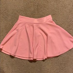 Pink Stretchy Flared Mini Skirt